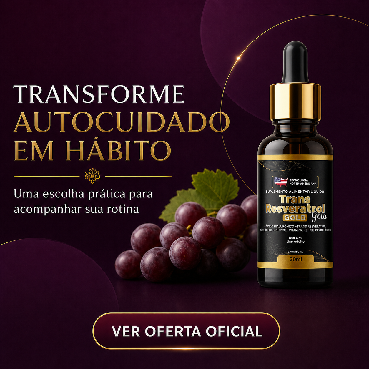 Trans Resveratrol Gold líquido em uma rotina de autocuidado